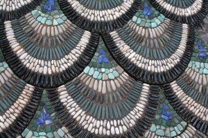 peacock-tail peacock tail detail of pebble mosaic by Maggy Howarth
